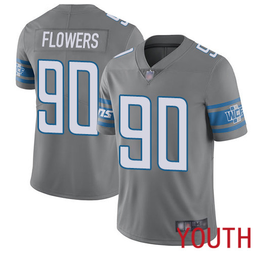 Detroit Lions Limited Steel Youth Trey Flowers Jersey NFL Football #90 Rush Vapor Untouchable->women nfl jersey->Women Jersey